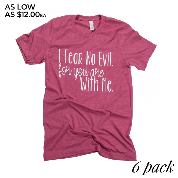 Wholesale fear no evil me Short Sleeve Boutique Graphic Tee t shirts sold pack S
