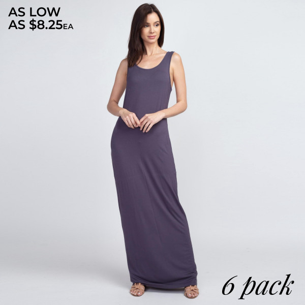 Wholesale solid color full sleeveless maxi dress Pack Breakdown pcs pack S M L C