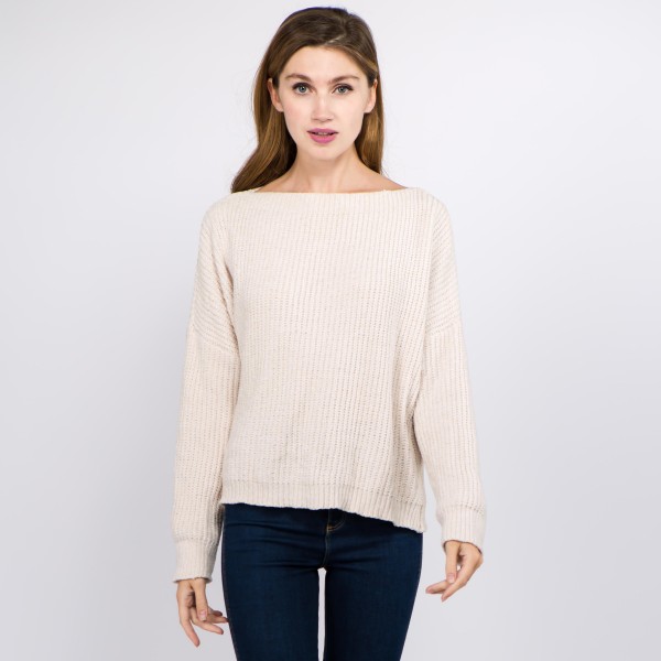 Wholesale solid color chenille knitted sweater One fits most Polyester