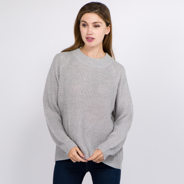 Wholesale solid color heather knitted sweater One fits most Acrylic