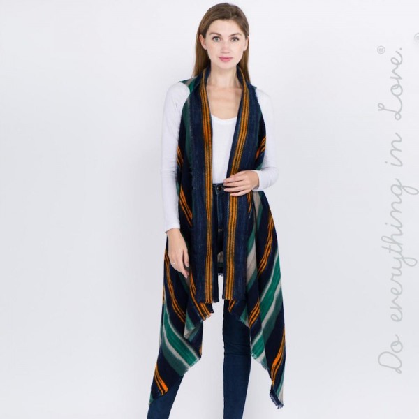 Wholesale do everything Love brand multicolor striped vest raw edges L longest L