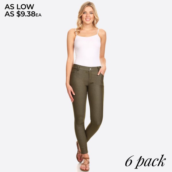 Wholesale denim like pull jeggings front back pockets o Full jeggings light shee