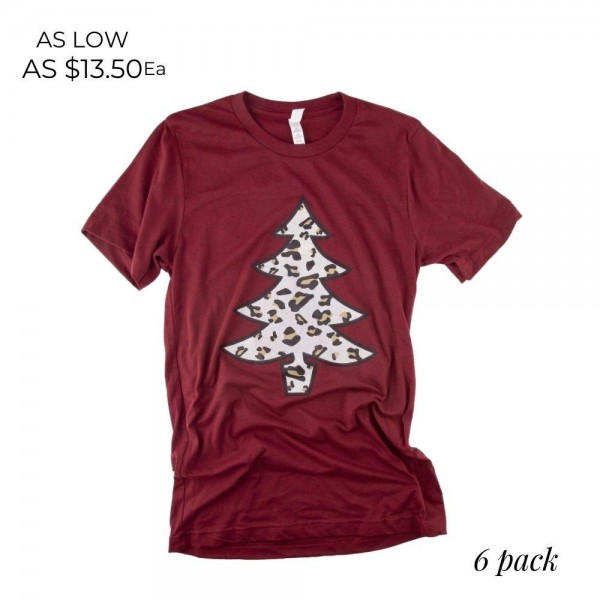Wholesale bella Canvas short sleeve leopard print Christmas tree boutique graphi