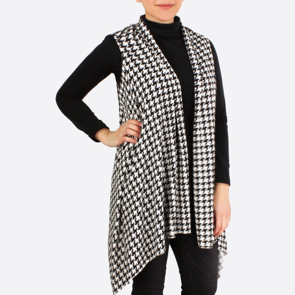 Wholesale black white houndstooth vest Polyester One fits most