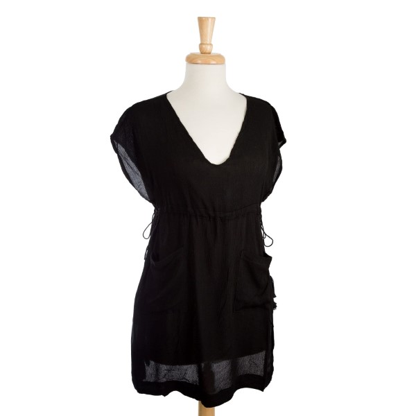 Wholesale short sleeve lightweight top light front two pockets viscose One fits