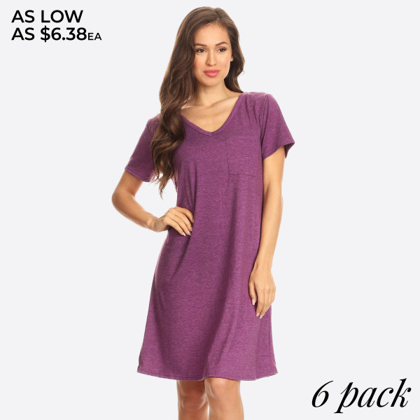 Wholesale cross Back V Neck Pocket T Shirt Dress Women Comfortable Casual Flowy