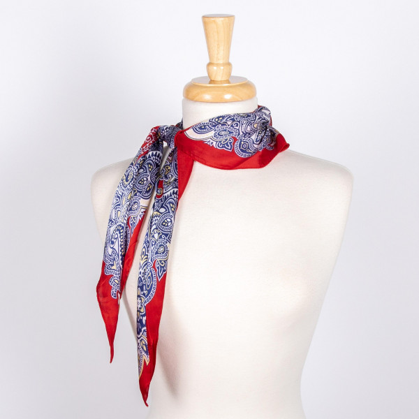 Wholesale paisley Mix Print Silky Scarf Polyester