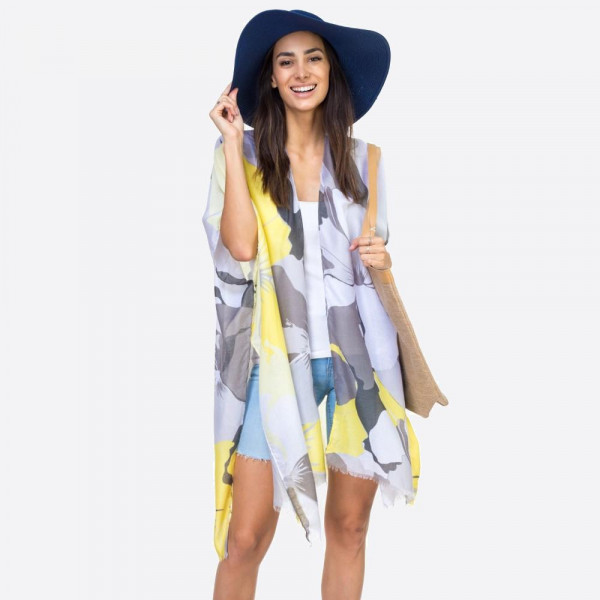 Wholesale large floral kimono polyester