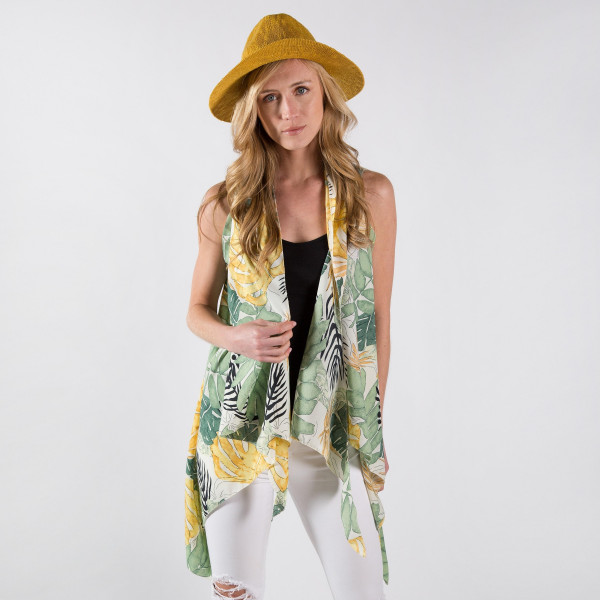 Wholesale flower print light weight vest One fits most cotton polyester