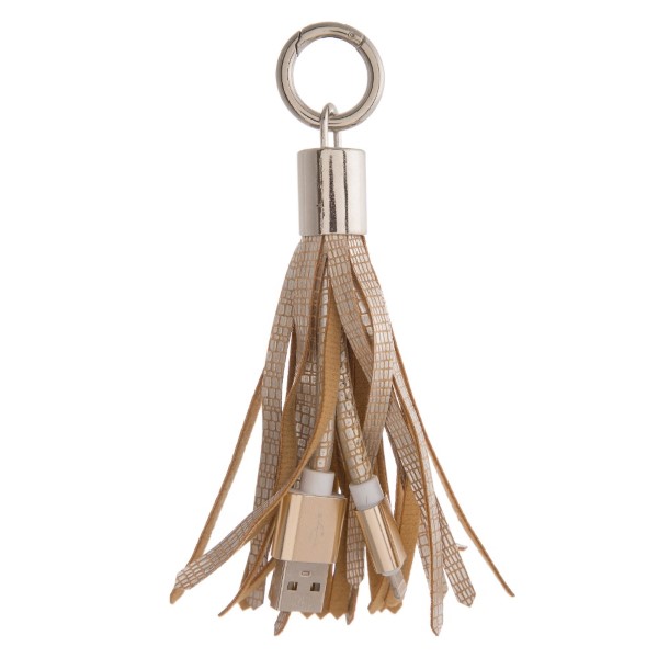 Wholesale portable cell phone charger tassel keychain USB Lightning cable connec