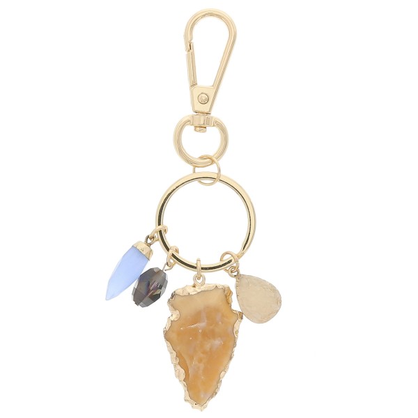 Wholesale natural stone arrow head druzy charm keychain holder