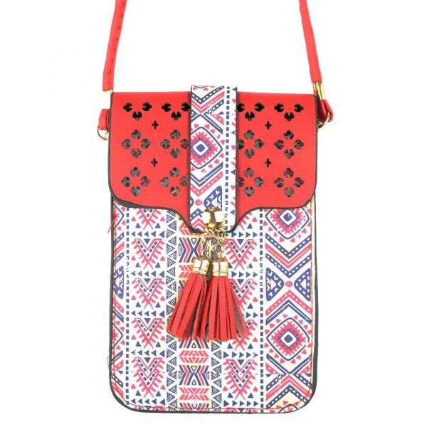 Wholesale aztec print cross body bag clear phone window W L strap