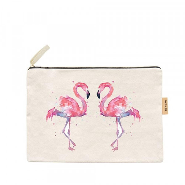 Wholesale canvas zipper pouch flamingos Cotton