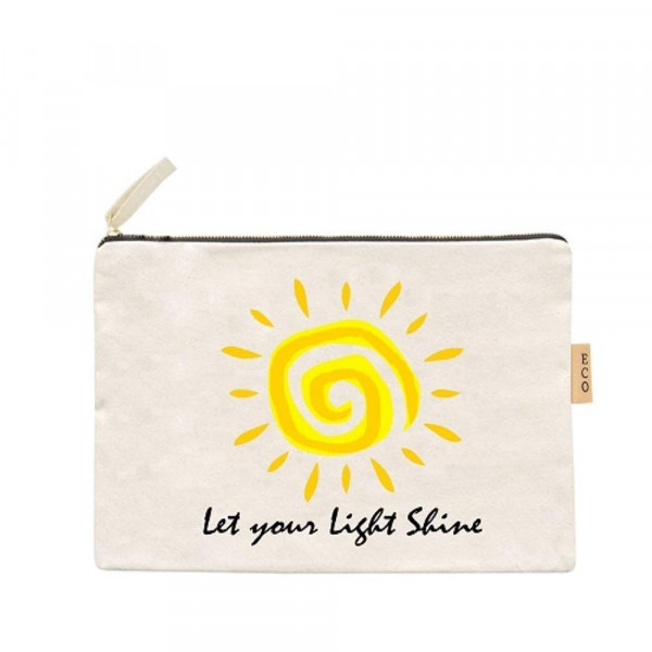 Wholesale canvas zipper pouch Let light shine Cotton