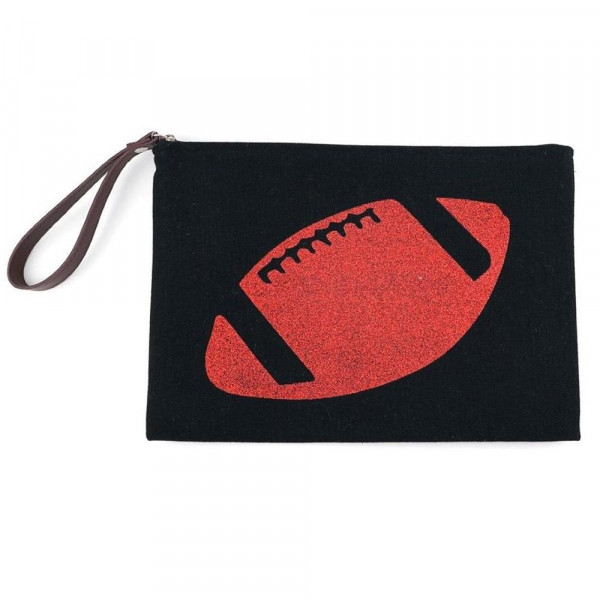 Wholesale football glitter clutch wristlet lined inside pocket zipper closure Co