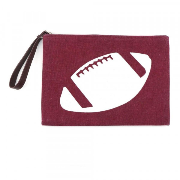 Wholesale football clutch wristlet lined inside pocket zipper closure Compositio