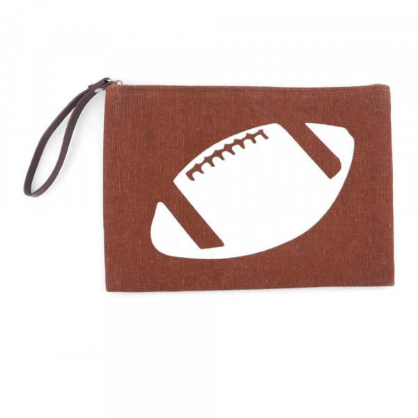 Wholesale football clutch wristlet lined inside pocket zipper closure Compositio