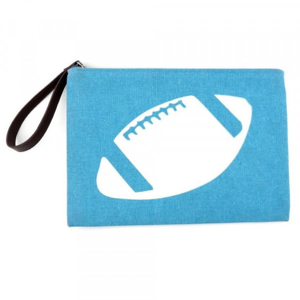 Wholesale football clutch wristlet lined inside pocket zipper closure Compositio