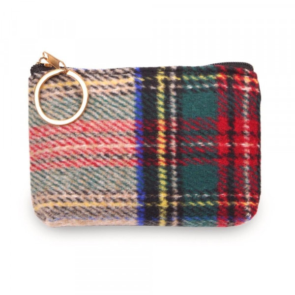 Wholesale tartan coin card pouch W H Polyester