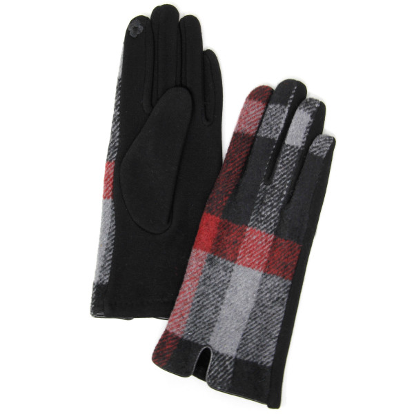Wholesale plaid print smart touch gloves One fits most Cotton Polyester