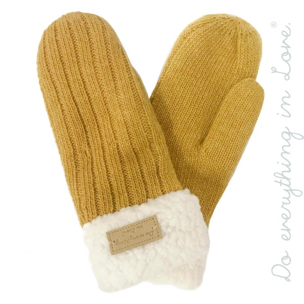 Wholesale do everything Love brand ribbed knit mittens sherpa lining One fits mo