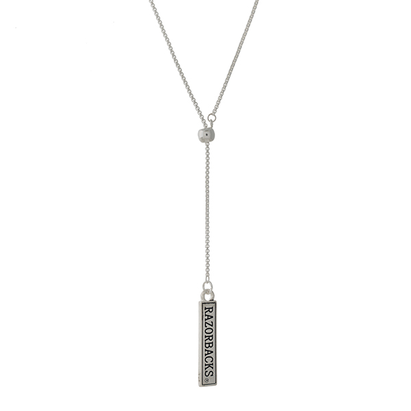 Wholesale officially licensed silver Y necklace bar pendant stamped Razorbacks A