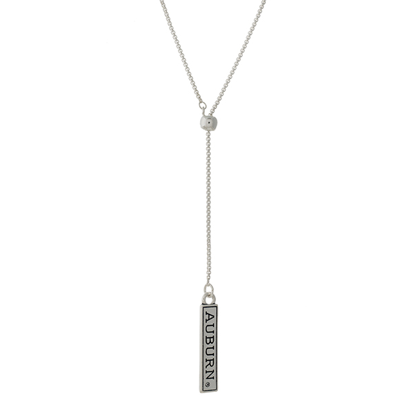 Wholesale officially licensed silver Y necklace bar pendant stamped Auburn Adjus