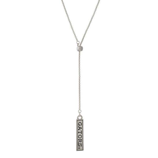 Wholesale officially licensed silver Y necklace bar pendant stamped Gators Adjus