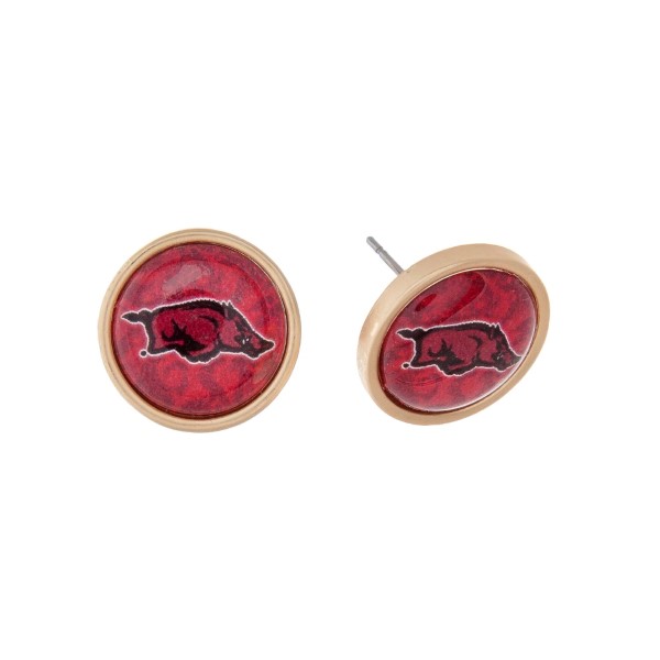 Wholesale gold officially licensed University Arkansas stud earrings exclusive