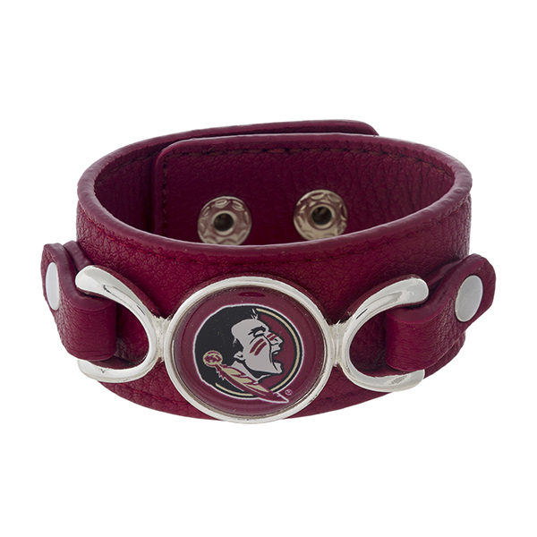Wholesale officially licensed faux leather bracelet Florida State University log
