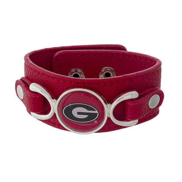 Wholesale officially licensed faux leather bracelet University Georgia logo