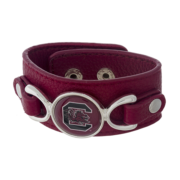 Wholesale officially licensed faux leather bracelet University South Carolina lo