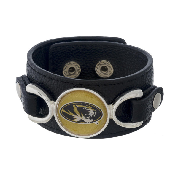 Wholesale officially licensed faux leather bracelet University Missouri logo