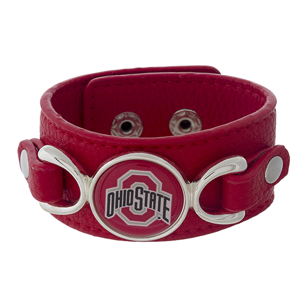 Wholesale officially licensed faux leather bracelet Ohio State University logo