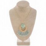 Wholesale long metal necklace wood tassel details Approximate