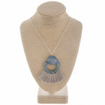 Wholesale long metal necklace wood tassel details Approximate