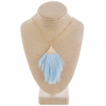 Wholesale long gold metal necklace light blue tassel pendant Pendant overall