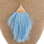 Wholesale long gold metal necklace light blue tassel pendant Pendant overall