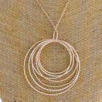 Wholesale long rose gold chain necklace circular pendant silver accents