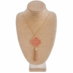 Wholesale long necklace coral filigree pattern pendant tassel detail Pendant ove