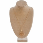 Wholesale long gold chain necklace filagree pendant