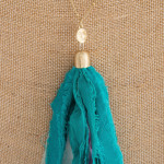Wholesale long gold chain necklace green fabric tassel Tassel