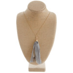Wholesale long gold chain necklace grey fabric tassel Tassel