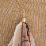 Wholesale long gold chain necklace natural fabric tassel Tassel