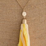 Wholesale long gold chain necklace yellow fabric tassel Tassel