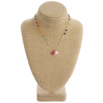Wholesale dainty metal necklace multicolor faceted bead details tassel pearl puk