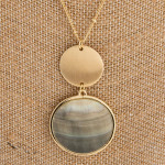Wholesale long metal necklace mother pearl inspired pendant gold accent Pendant