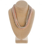 Wholesale layered necklace wood iridescent beaded details
