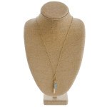 Wholesale long cable chain necklace natural stone pendant metal bar accent Penda
