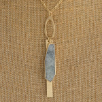 Wholesale long cable chain necklace natural stone pendant metal bar accent Penda